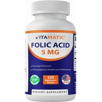Vitamatic Folic Acid 5mg (5000 mcg) - 120 Vegetarian Tablets - (Vitamin B9 Folate)