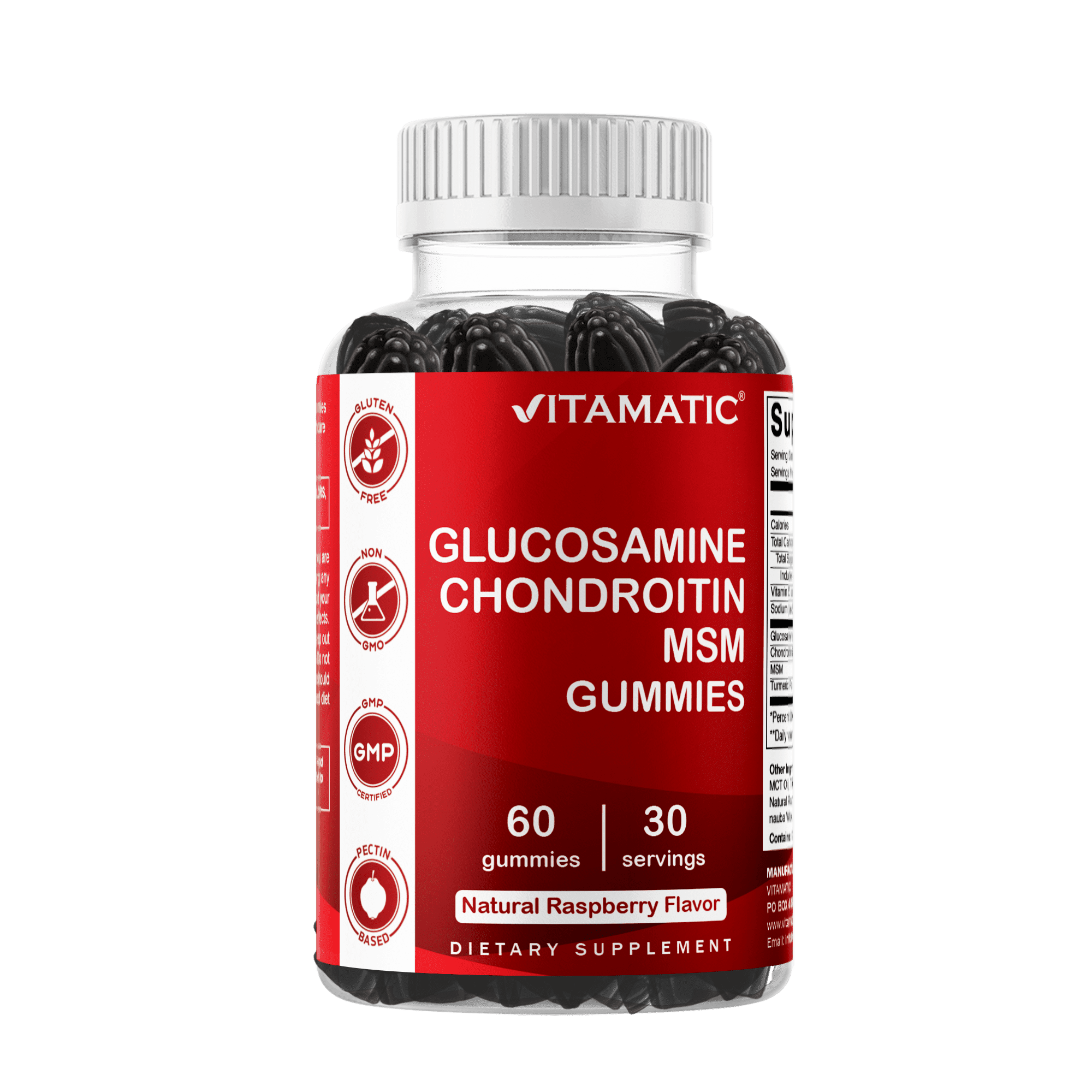 Vitamatic Glucosamine Chondroitin Gummies with MSM & Vitamin E - Joint Support - 60 Pectin Based Gummies