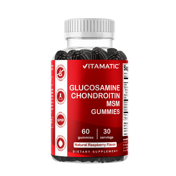 Vitamatic Glucosamine Chondroitin Gummies with MSM & Vitamin E - Joint Support - 60 Pectin Based Gummies