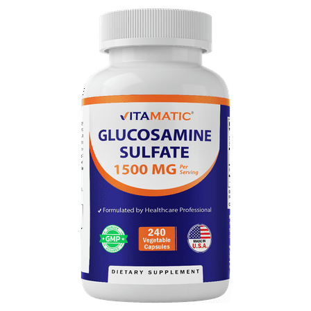Vitamatic Glucosamine Sulfate Supplement, 1500mg, 120 Servings, 240 Capsules