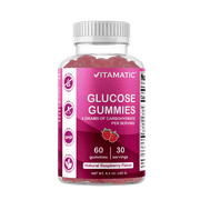 Vitamatic Glucose Chewable Gummies – 60 Count – 4g Carbohydrates per Serving – Natural Raspberry Flavor – Quick Energy Support