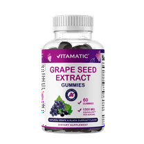 Vitamatic Grape Seed Extract Gummies – 1500 mg Equivalent per Serving - 60 Gummies – Natural Grape & Black Currant Flavor - Made in The USA