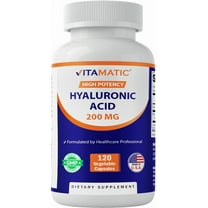 Vitamatic Hyaluronic Acid 200 mg 120 Capsules 200mg ( Double dose compares to 100mg 100 mg HA Pills)