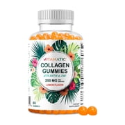 Vitamatic Hydrolyzed Collagen Gummies with Vitamin C, Zinc, Biotin for Healthy Skin Support, 60 Count