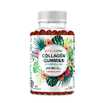 Vitamatic Hydrolyzed Collagen Gummies with Vitamin C, Zinc and Biotin, 200 mg - Healthy Skin Support - 60 Gummies