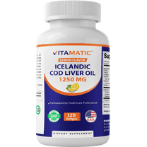Vitamatic Icelandic Cod Liver Oil 1250mg 120 Softgels (Lemon Flavor) - Promotes Cardiovascular Health