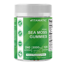 Vitamatic Irish Sea Moss Gummies - 3000 mg - 240 Vegan Gummies - Made with Bladderwrack & Burdock Root - Seamoss Supplement - Gluten Free & Non-GMO