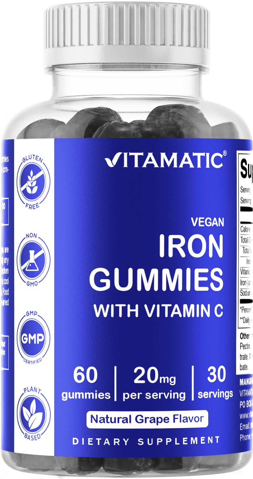 Vitamatic Iron Supplement Gummy for Women & Men 20mg Serving 60