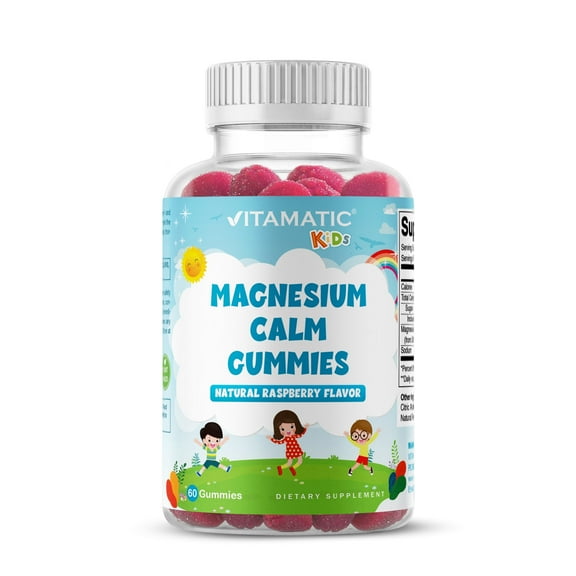 Vitamatic Kids Magnesium Gummies, Vegan, Supports Daily Wellness, 60 Vegan Gummies, Non-GMO & Gluten-Free