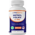 thumbnail interactive-video image 1 of Vitamatic L Methylfolate 15mg - 120 Vegetable Capsules - Optimized and Activated High Potency - Metabolically Active Folate, 1 of 11