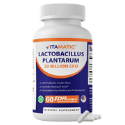 Vitamatic Lactobacillus Plantarum - 20 Billion per DR Capsule - 60 Count - Digestive Support - Made with Prebiotic Inulin Fiber