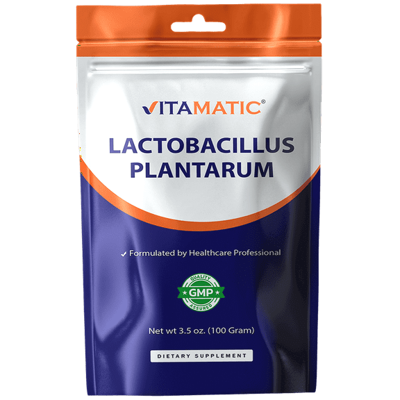 Vitamatic Lactobacillus Plantarum Probiotic Powder - Digestive Support - 100 Gram (3.5 OZ) - 100 Servings