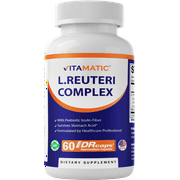 Vitamatic Lactobacillus Reuteri Complex - 22 Billion per DR Capsule - 60 Count - Digestive Support - Made with Prebiotic Inulin Fiber