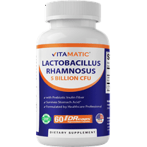Vitamatic Lactobacillus Rhamnosus 5 Billion per DR Capsule (10 Billion Per 2 Capsules) - 60 Count - Advanced Digestive & Immune Support - Made with Prebiotic Inulin Fiber