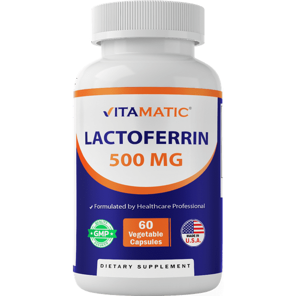Vitamatic Lactoferrin 500mg, 60 Vegetable Capsules - Promotes Healthy Immune Function*