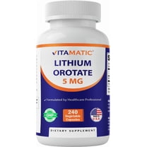 Vitamatic Lithium Orotate 5mg, 240 Veggie Capsules, Non-GMO, Gluten Free.
