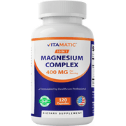Vitamatic Magnesium Complex, 400mg Elemental MG as Bisglycinate, Citrate, Taurate, Malate, Aspartate, Oxide, Gluconate, Lysinate Glycinate, Orotate, Succinate   120 Capsules