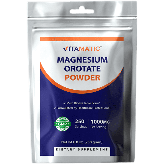 Vitamatic Magnesium Orotate 1000mg per Serving Supports Muscle, Joint, and Heart Health 250 Grams - 250 Servings