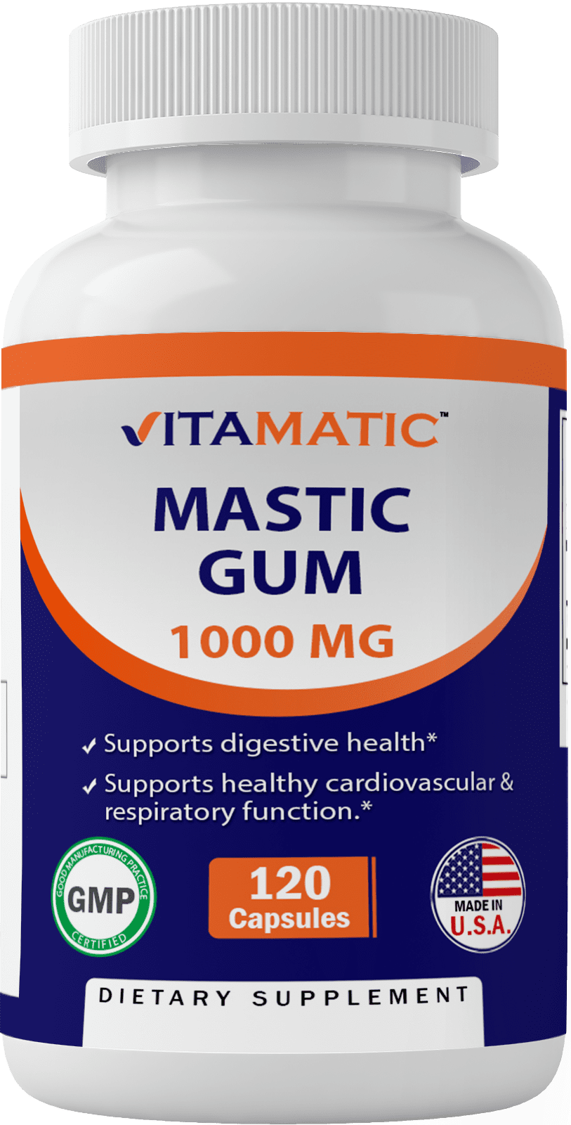 Vitamatic Mastic Gum 1000mg per Serving 120 Capsules Promotes