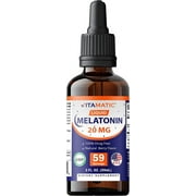 Vitamatic Melatonin 20mg Liquid Drops - 2 Fluid Ounce (59ml) - Natural Berry Flavor - for Adults - Non-GMO - Vegetarian Supplement