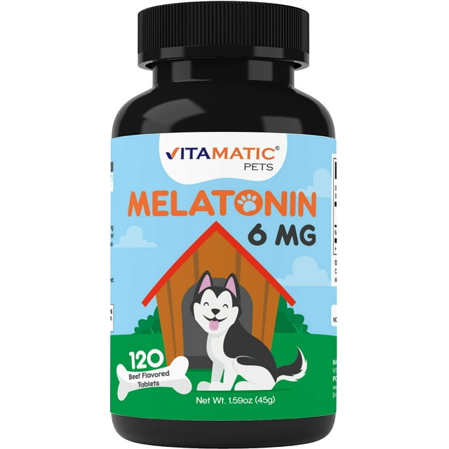 Vitamatic Melatonin for Dogs 6 mg 120 Beef Flavored Chewable