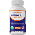 thumbnail image 1 of Vitamatic Methyl B12 – Natural Berry Flavor – 240 Fast Dissolve Tablets – Methylcobalamin B12 & Folic Acid for Energy & Nervous System Support (2500 mcg), 1 of 10