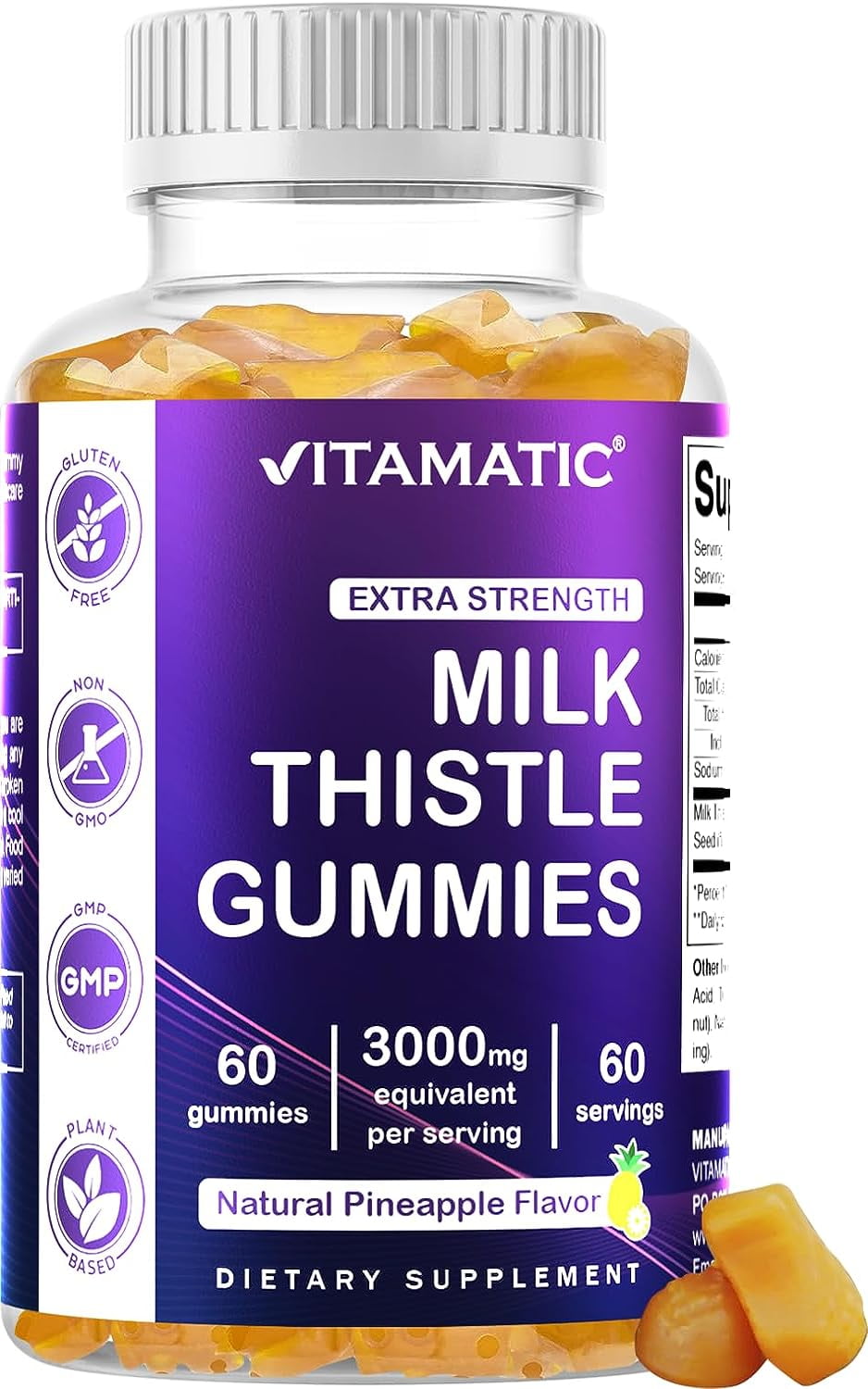 Vitamatic Milk Thistle Gummies 3000 mg Equivalent Liver Detox
