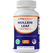 Vitamatic Mullein Leaf 1000mg per Serving - Supports Healthy Respiratory, Bronchial & Immune Function - 200 Ct