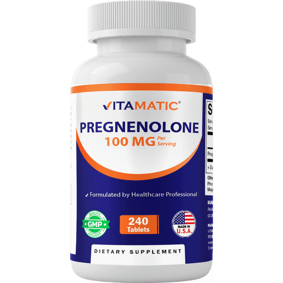 Vitamatic Pregnenolone 100 mg per Serving Non-GMO Gluten Free 240 Tablets