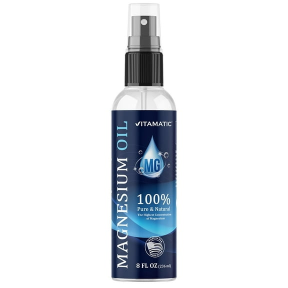 Vitamatic Pure Magnesium Oil Spray - 8 OZ - USP Grade Magnesium Spray, No Unhealthy Trace Minerals