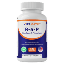Vitamatic R-5-P Riboflavin-5-Phosphate (Vitamin B2) 50 mg | 120 Capsules | High Potency, Easy-to-Swallow Vegetarian Capsules