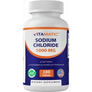 Vitamatic Sodium Chloride 1000mg, 180 Tablets - Electrolytes Replenisher Hydration Drink