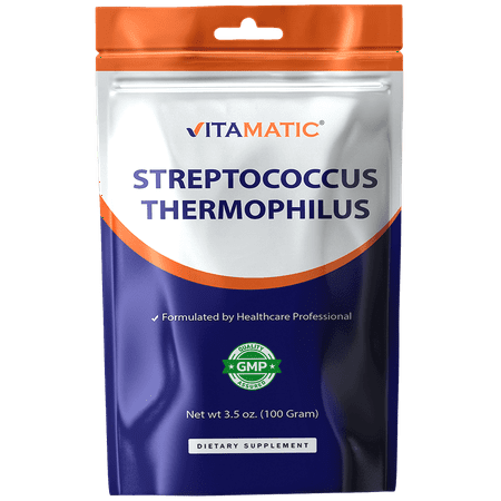 Vitamatic Streptococcus Thermophilus Probiotic Powder - Digestive Support - 100 Gram (3.5 OZ) - 100 Servings