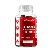 Vitamatic Chromium & Ceylon Cinnamon Gummies   Sugar-Free Botanical Extract Supplement   Vegan, Non-GMO, Gluten-Free   Plant-Based Gummies   60 Count