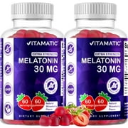Vitamatic Sugar Free Melatonin 30mg per Gummy - 60 Servings - 60 Vegetarian Gummies - Non-Habit Forming Supplement (60 Count (Pack of 2))