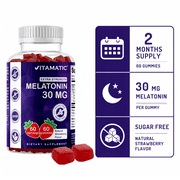 Vitamatic Sugar Free Melatonin 30mg per Gummy - 60 Servings - 60 Vegetarian Gummies - Non-Habit Forming Supplement