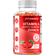 Vitamatic Sugar-Free Vitamin A 25000 IU Gummies, Natural Strawberry, 120 Count, 4.65 oz