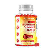 Vitamatic Sugar Free Vitamin D3 1000 IU - 120 Pectin Based Gummies - Great Taste - Healthy Bones, Mood & Immune System Function - Non-GMO - 120 Servings