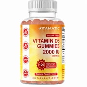 Vitamatic Sugar Free Vitamin D3 2000 IU - 120 Pectin Based Gummies - Great Taste - Healthy Bones, Mood & Immune System Function - Non-GMO - 120 Servings