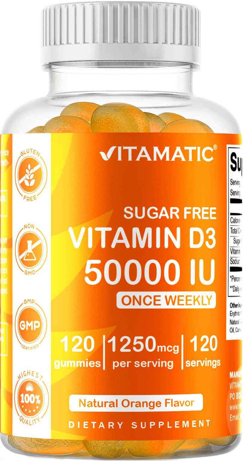 Vitamatic Sugar Free Vitamin D3 50,000 IU Weekly Supplement 120