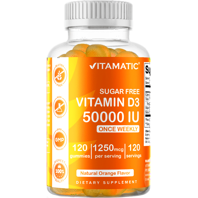 Vitamatic Sugar Free Vitamin D3 50,000 IU Weekly Supplement 120