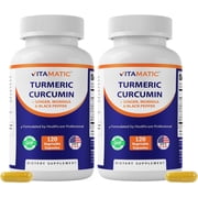 Vitamatic Turmeric Curcumin Supplement – Plant-Based Botanical Extract with Black Pepper, Ginger & Moringa – Vegetarian, Non-GMO, Gluten-Free – 120 Capsules - 2 pack