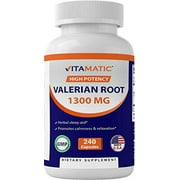 Vitamatic Valerian Root 1300 mg 240 Capsules - 4X Concentrated Extract Herbal Sleep Aid