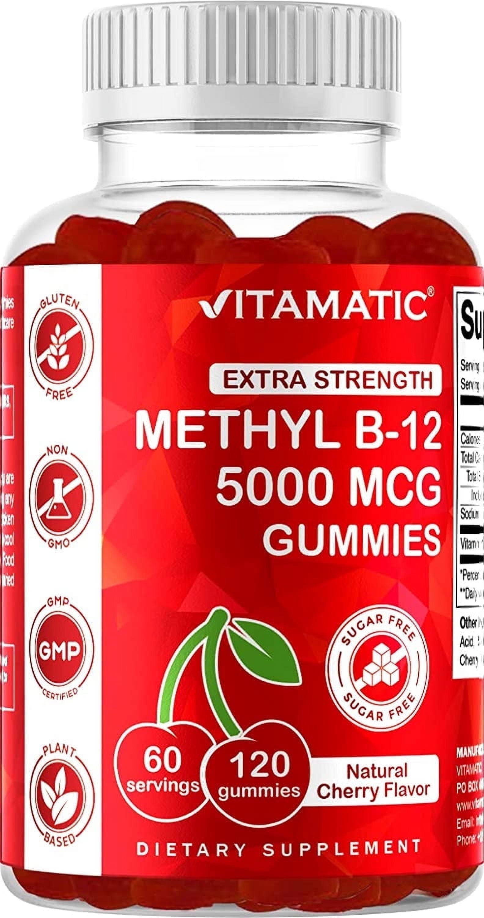 Vitamatic Vitamin B12 5000 Mcg 120 Gummies - Energy & Nervous System Support - Non-GMO & Gluten Free