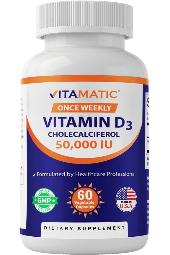 Vitamin D3 50,000 IU Once Weekly Dose, 1250 mcg, 60 Veggie Capsules