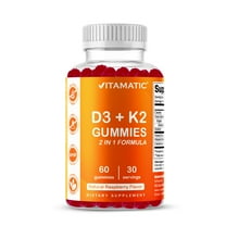 Vitamatic Vitamin D3 K2 Gummies - 60 Count - Supports Healthy Bone, Heart & Calcium Absorption, & Immune Health - Plant Based, Non-GMO, Gluten Free