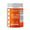 thumbnail image 1 of Vitamatic Vitamin D3 K2 with Calcium Gummies - 240 Count - Non-GMO, Gluten Free, 1 of 11