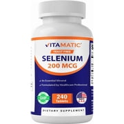 Vitamatic Yeast Free Selenium 200mcg as Selenomethionine Supplement Essential Trace Mineral with Superior Absorption 240 Tablets