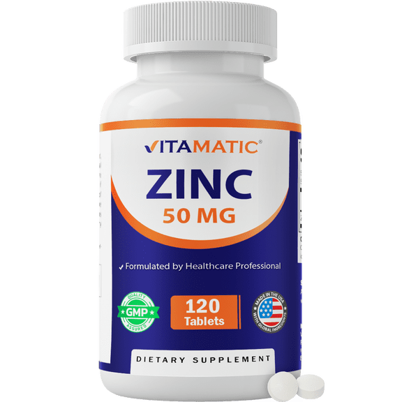 Vitamatic Zinc 50 mg as Zinc Supplement as Gluconate 120 Tablets (50mg Elemental Zinc)