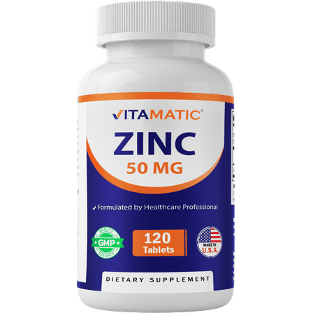 Vitamatic Zinc 50 mg as Zinc Supplement as Gluconate 120 Tablets (50mg Elemental Zinc)